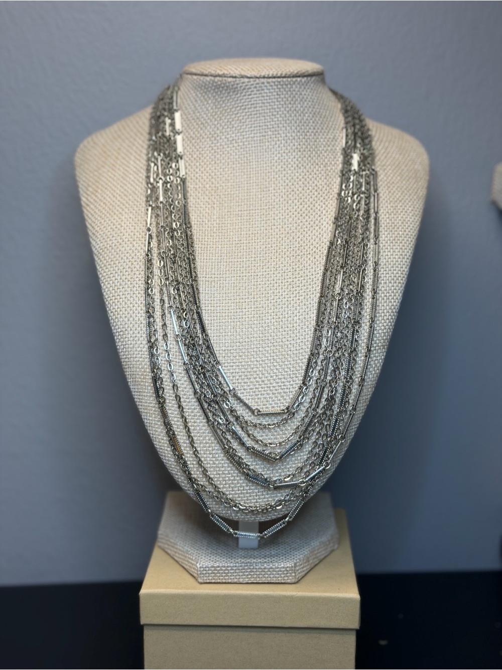 Vintage Sarah Coventry Multi-Strand Silver Tone Layered Necklace